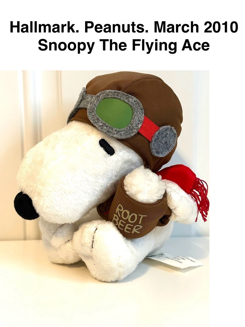 Hallmark Snoopy Flying Ace Plush with Brown Aviator 2010 Collectible Peanuts 🥜